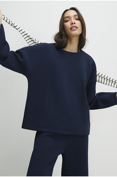 Navy Premium Twill Long Sleeve Top