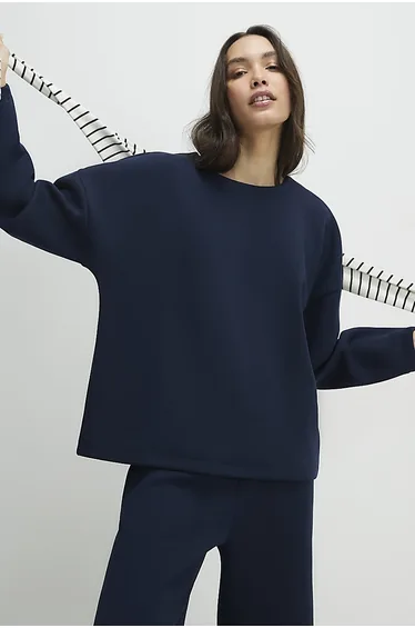 Navy Premium Twill Long Sleeve Top