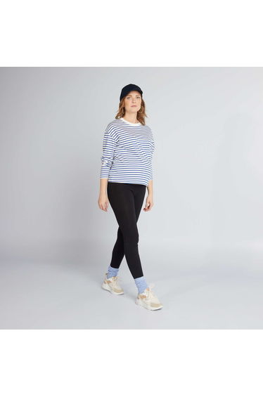 Long plain jersey fabric maternity leggings black