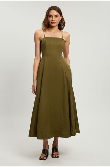Viscose Linen Woven Maxi Prom Dress