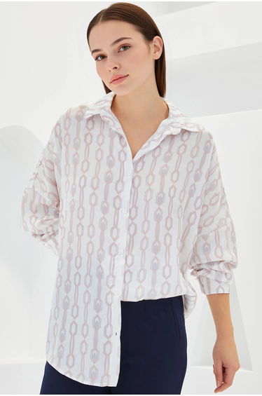 BDART Oversized Satin Shirt with Button Closure