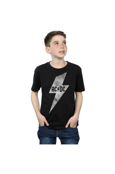 AC/DC Boys Lightning Bolt Cotton T-Shirt - Black