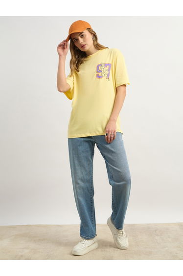 Graphic Print Round Neck Oversized T-Shirt