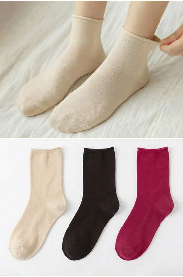 Brown-Burgundy-Beige 3-Piece Jacquard Knitted Socks