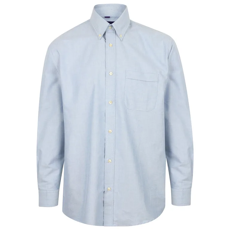 Henbury Mens Classic Oxford Long-Sleeved Formal Shirt - Blue - 1