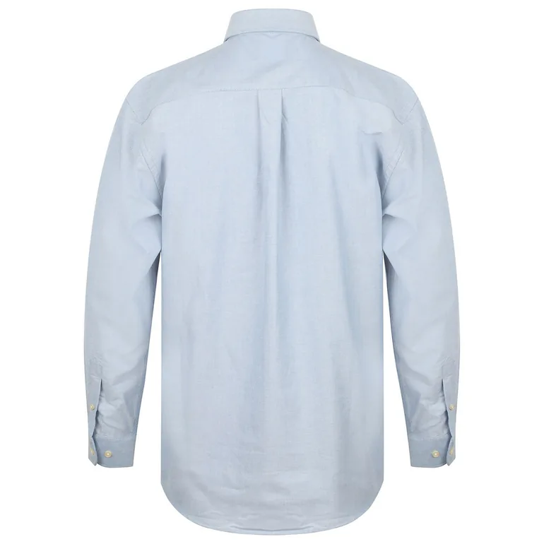 Henbury Mens Classic Oxford Long-Sleeved Formal Shirt - Blue - 2