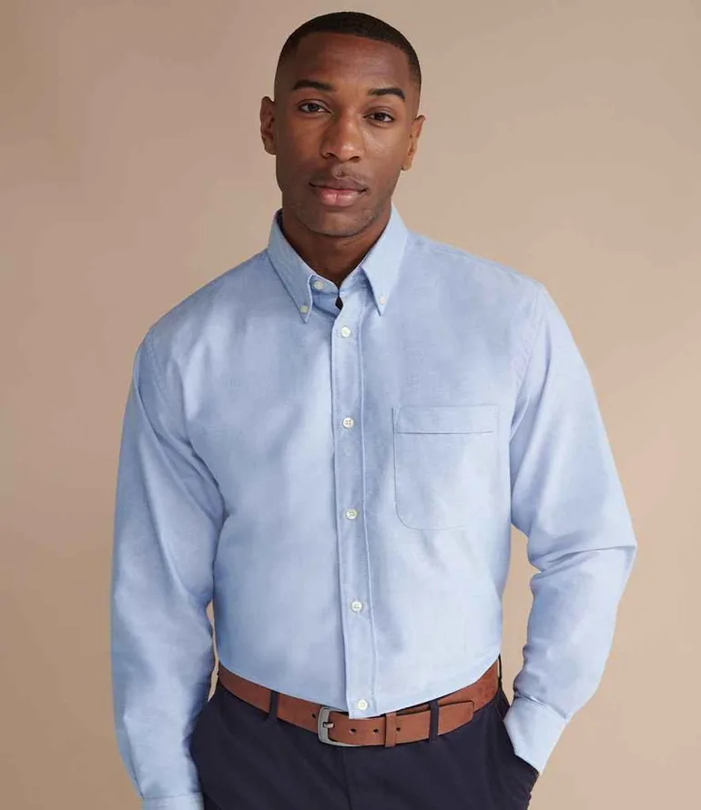 Henbury Mens Classic Oxford Long-Sleeved Formal Shirt - Blue