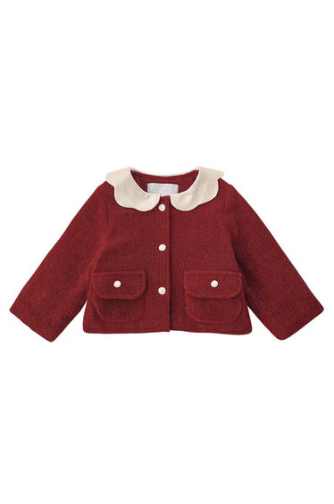 Glimmer Doll Collar Flap Pocket Cardigan For Kids