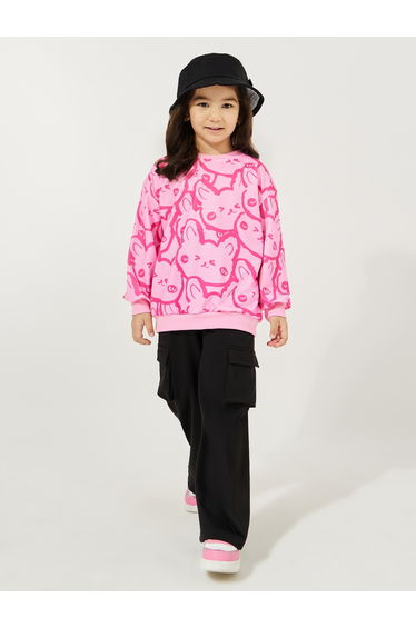Bear Graphic Print Lightweight Sweatshirt