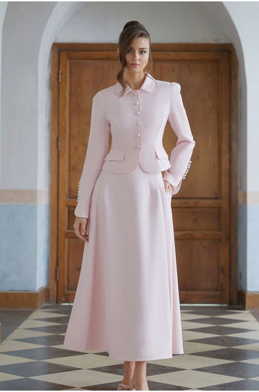 Eira Pink Peter Pan Collar Jacket & Skirt Set