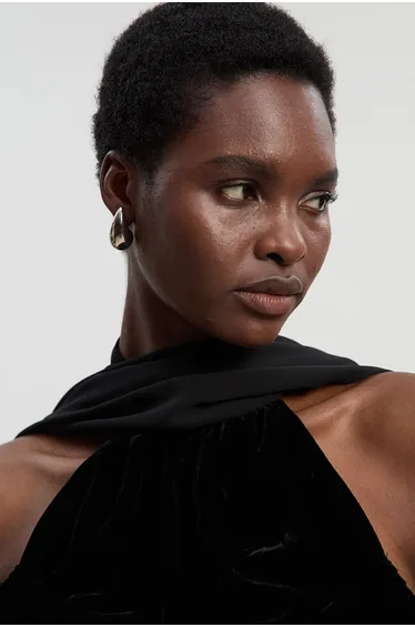 Petite Velvet Cross Front Woven Maxi Dress