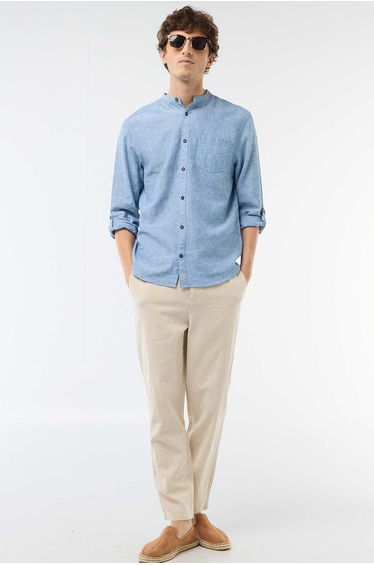 Regular Fit Linen Blend Chino Trousers WHITE