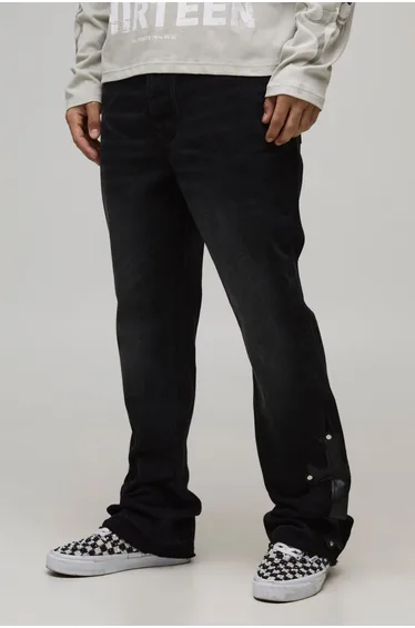 Slim Flare Gusset Panel Applique Jeans - washed black