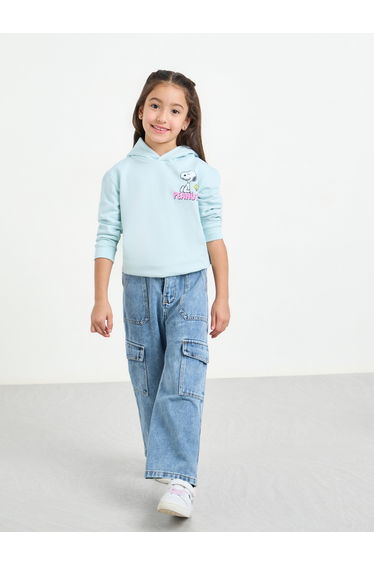 Girls Wide Leg Cargo Jeans