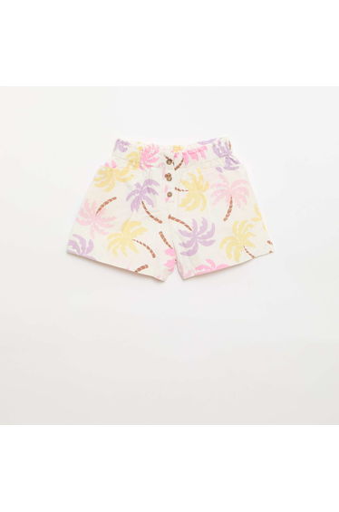 Straight seersucker shorts BEIGE