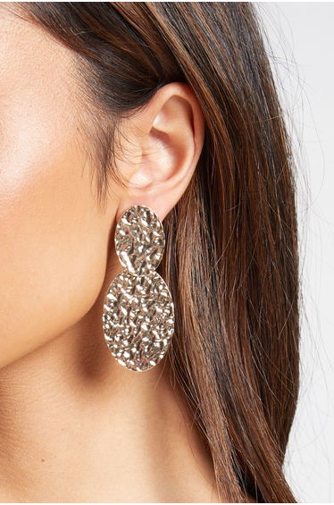 Disc Detail Drop Earrings - gold