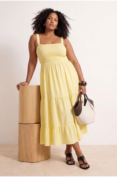 Yellow Woven Plus Size Dress