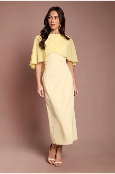 Chiffon Cape Pencil Dress