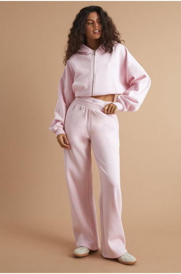 Dsgn Studio Contrast Script Straight Leg Jogger - pink