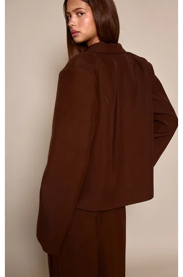 Dark Brown Tailored Boxy Blazer