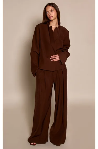 Dark Brown Tailored Boxy Blazer