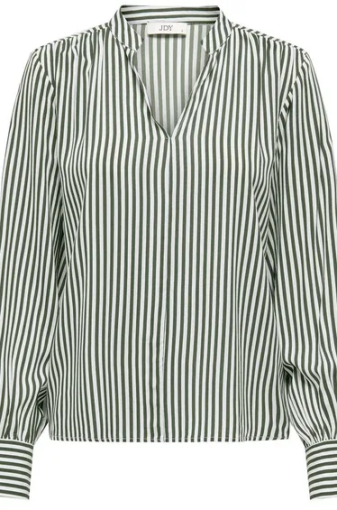 Striped Draping V-Neck Blouse