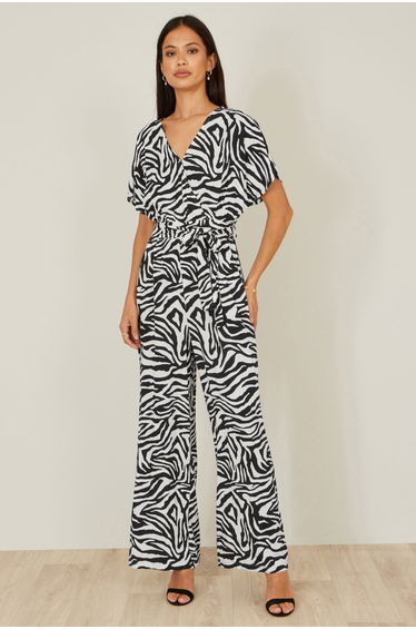 Yumi Black Zebra Print Relaxed Jumpsuit