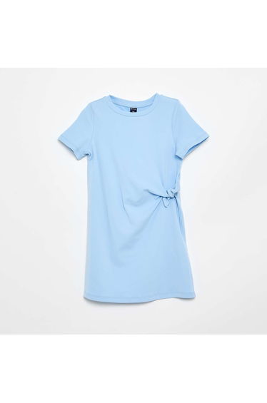 T-shirt dress with side knot BLUE
