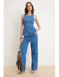 Mavi Drapey High Waist 100% Cotton Wide Leg Jeans