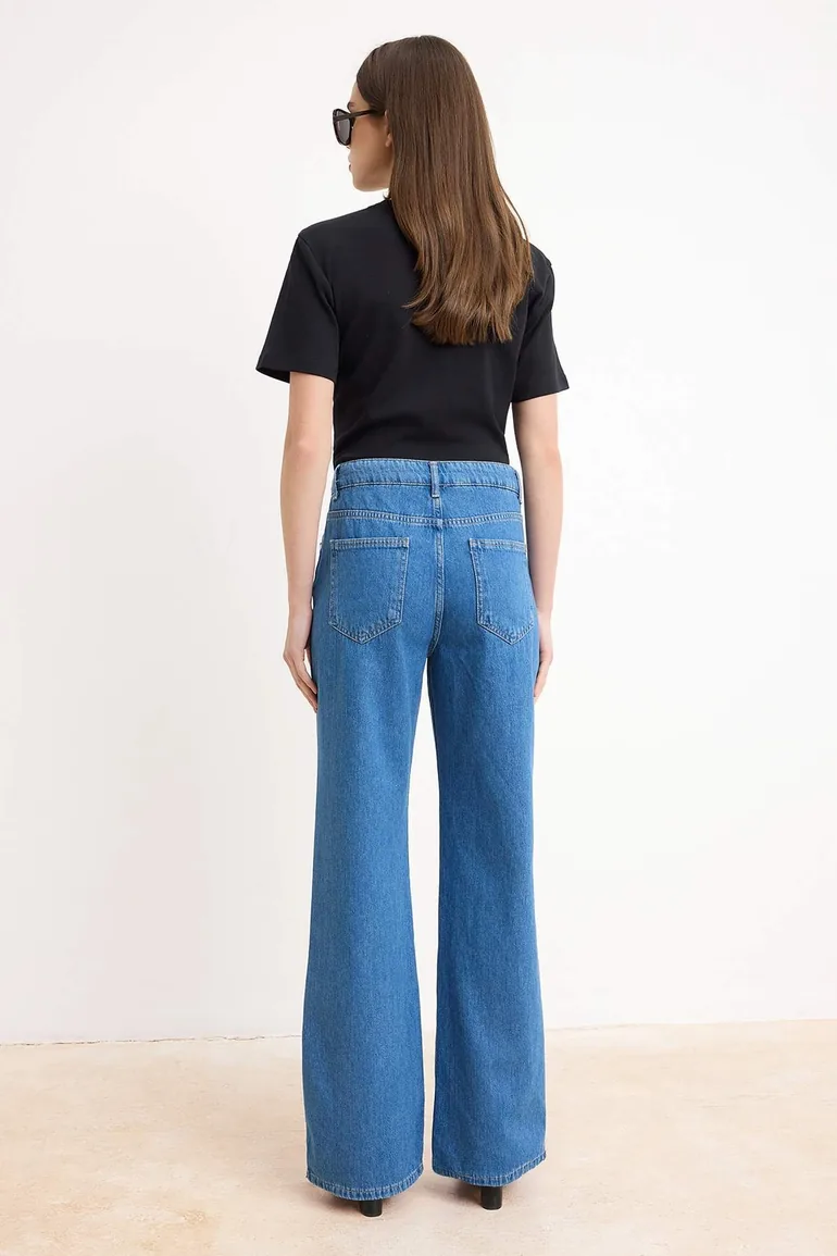 Mavi Drapey High Waist 100% Cotton Wide Leg Jeans - 5