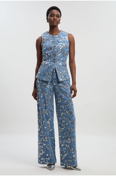 Sequin Denim Waistcoat