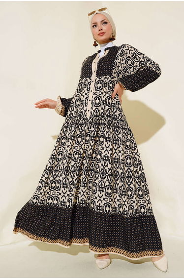 BDART Printed V-Neck Maxi Dress with Lining