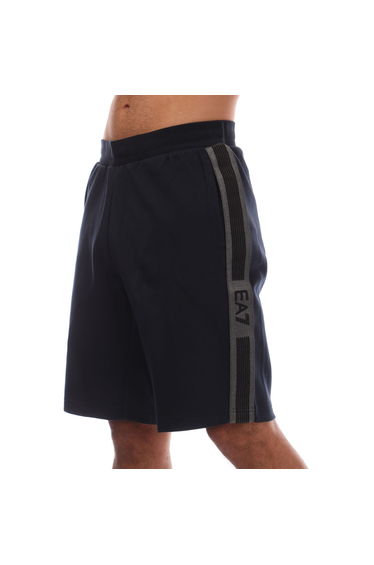 Men's Emporio Armani EA7 Logo Series Cotton-Blend Bermuda Shorts in Blue