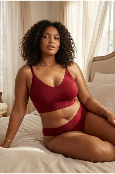 Claret Red Coverless Strappy Seamless Bralette Bra