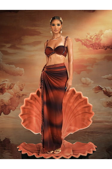 Akihito Spaghetti Ruched Skirt Set