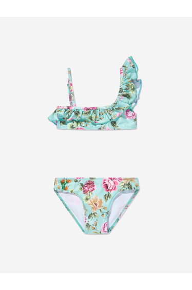 Selini Action Girls Floral And Checked Bikini in Multicolour