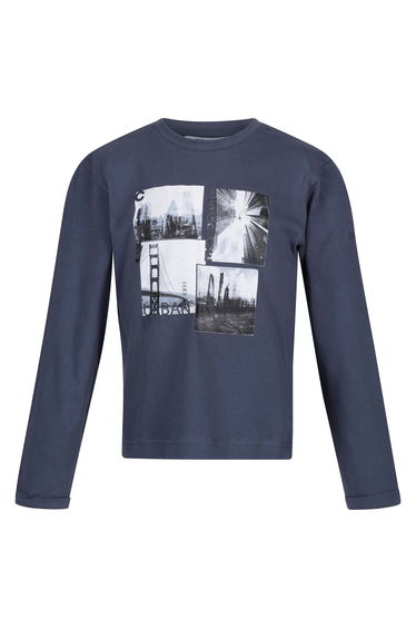 Boy's Regatta Juniors Wenbie III Long Sleeve T-Shirt in Blue