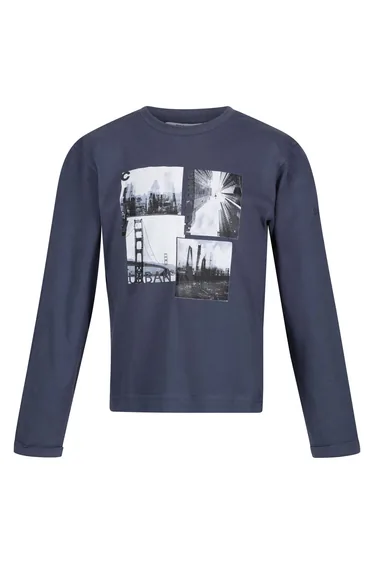 تيشيرت قطن ريجاتا أزرق بطبعة