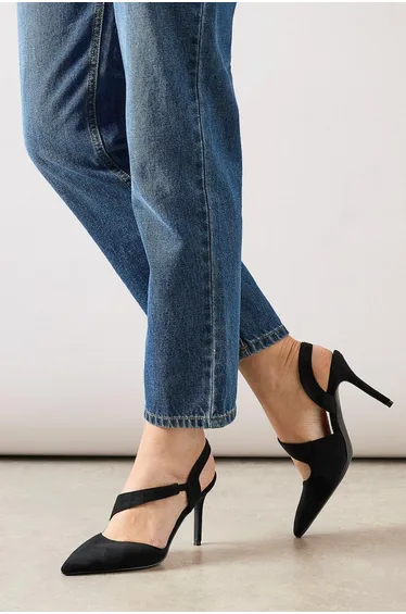 Wide Fit Everly Asymmetric Pointed Stiletto High Heel Court Shoes