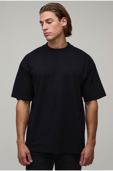 Black Oversized Dragon Puff Print T-Shirt - black