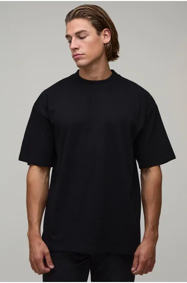 Black Oversized Dragon Puff Print T-Shirt - black