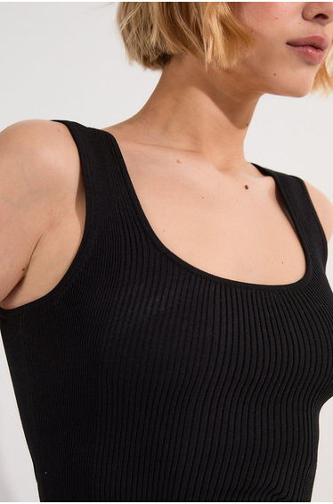 Viscose Blend Rib Knit Square Neck Vest product thumbnail 3