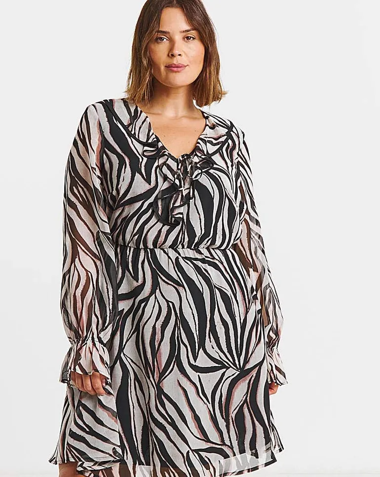 Georgette Frill Skater Dress - 2