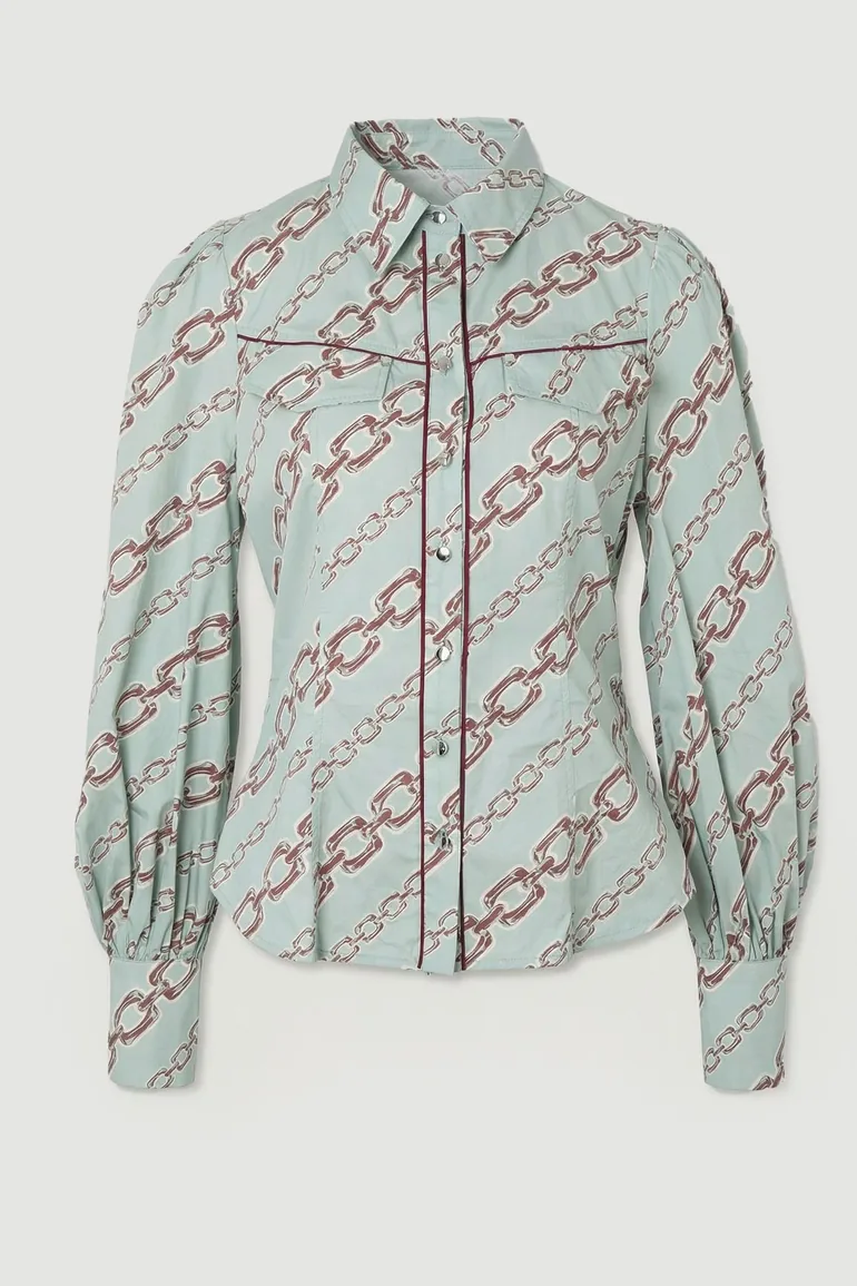 Cotton Sateen Volume Sleeve Shirt - 3