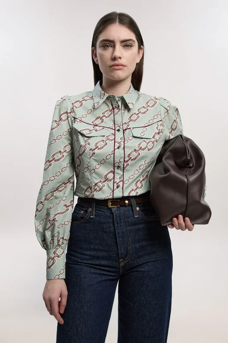 Cotton Sateen Volume Sleeve Shirt