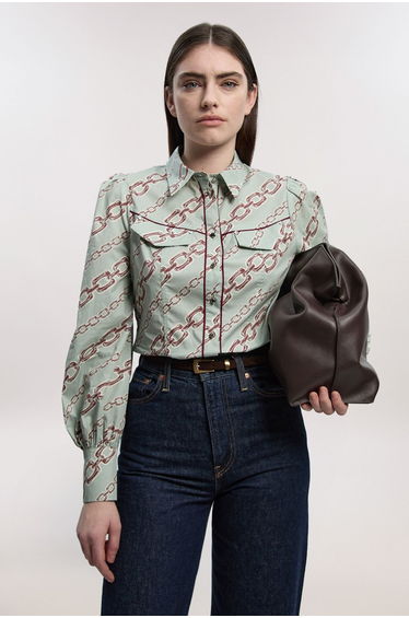 Cotton Sateen Volume Sleeve Shirt