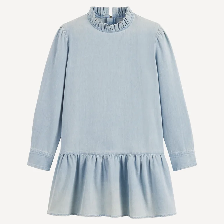 Long Sleeve Maxi Dress in Lightweight Denim - 2
