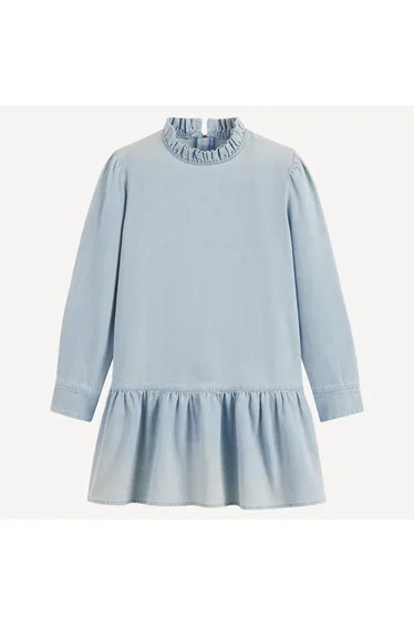 فستان ماكسي دينيم بأكمام طويلة