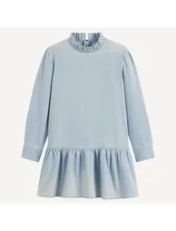 Long Sleeve Maxi Dress in Lightweight Denim - 2