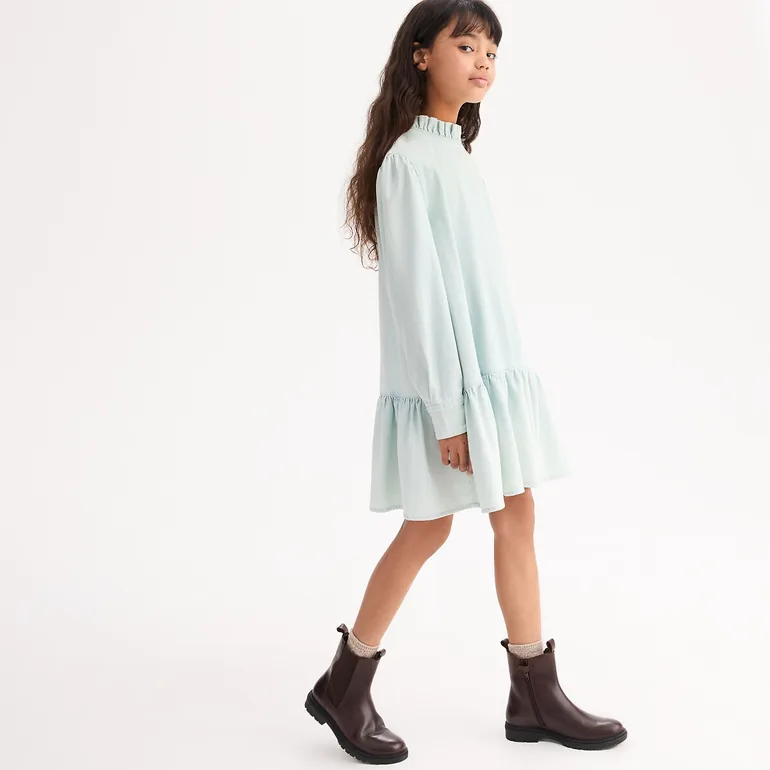 Long Sleeve Maxi Dress in Lightweight Denim